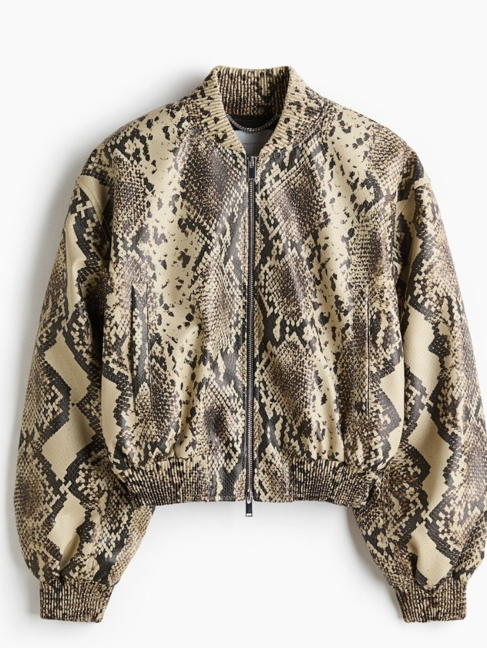 Stella McCartney X H&M Cropped Snake Print Bomber Jacket - Beige/Brown